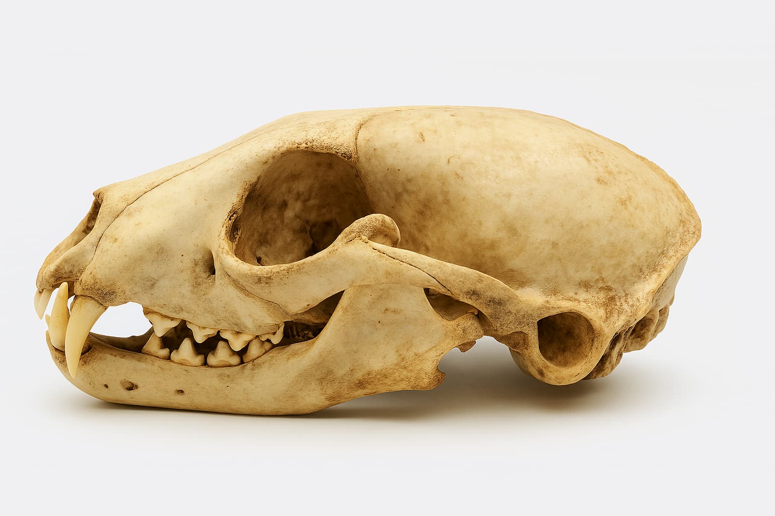 تصویر علمی جمجمه شنگ معمولی بدون متن، نمای جانبی با جزئیات آناتومیکی