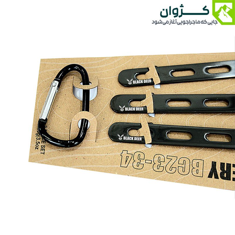 ست قاشق، چنگال و چاقو کمپینگ BLACK DEER از استیل ضد زنگ با روکش تیتانیوم، همراه با کارابین