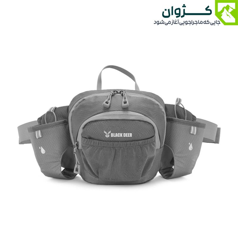 کیف کمری BLACK DEER مدل 1004 رنگ طوسی، نمای مستقیم از جلو با زمینه سفید