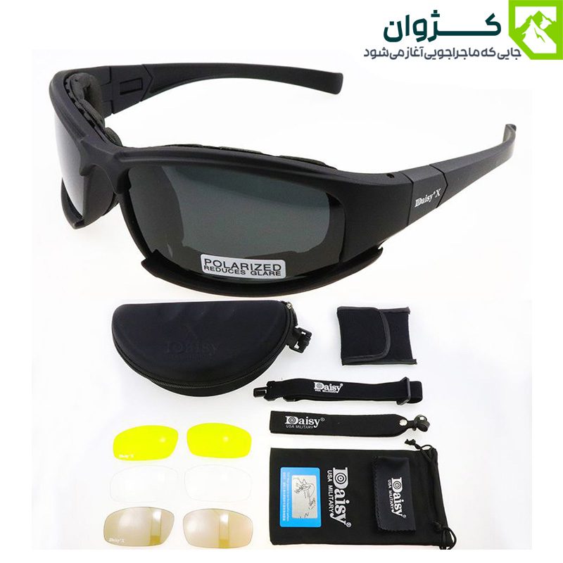 عینک Daisy X7 همراه با کیف هارد کیس، کاور لنزها، بندها و دستمال تمیزکننده