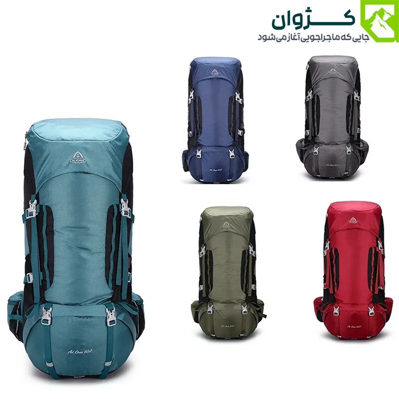 کوله‌ پشتی ایوان در رنگ‌های قرمز، سبز زیتونی، سبز-آبی، سرمه‌ای و طوسی در یک تصویر