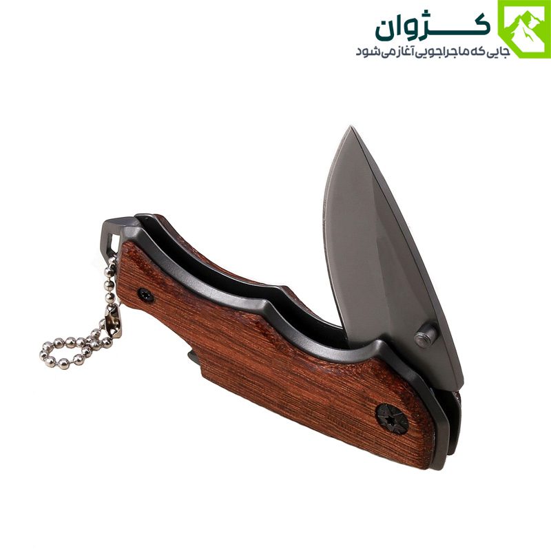 چاقوی جیبی تاشو باک X44 در حالت نیمه‌باز، از نمای بالا روی زمینه سفید.