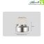 کتری استیل 0.9 لیتری از نمای بغل با خطوط اندازه‌گیری ارتفاع و قطر بدنه، روی زمینه سفید.
