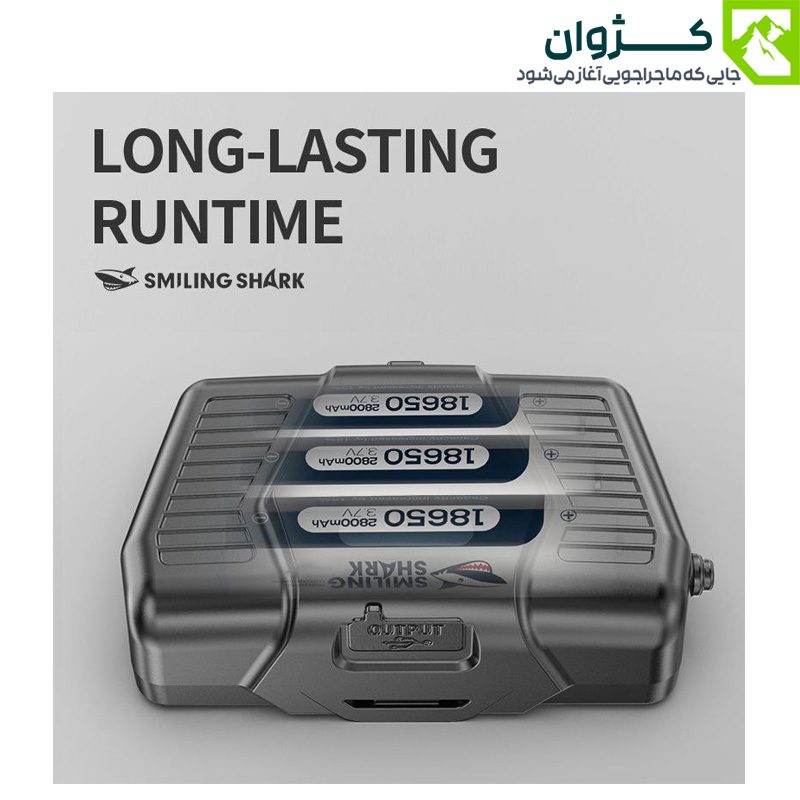 تصویر گرافیکی از محل قرارگیری باتری‌های 18650 در داخل چراغ