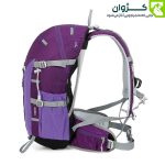 کوله‌پشتی بنفش اسنوهاک مدل CLIMB از زاویه بغل، با فرم ارگونومیک و جیب‌های جانبی