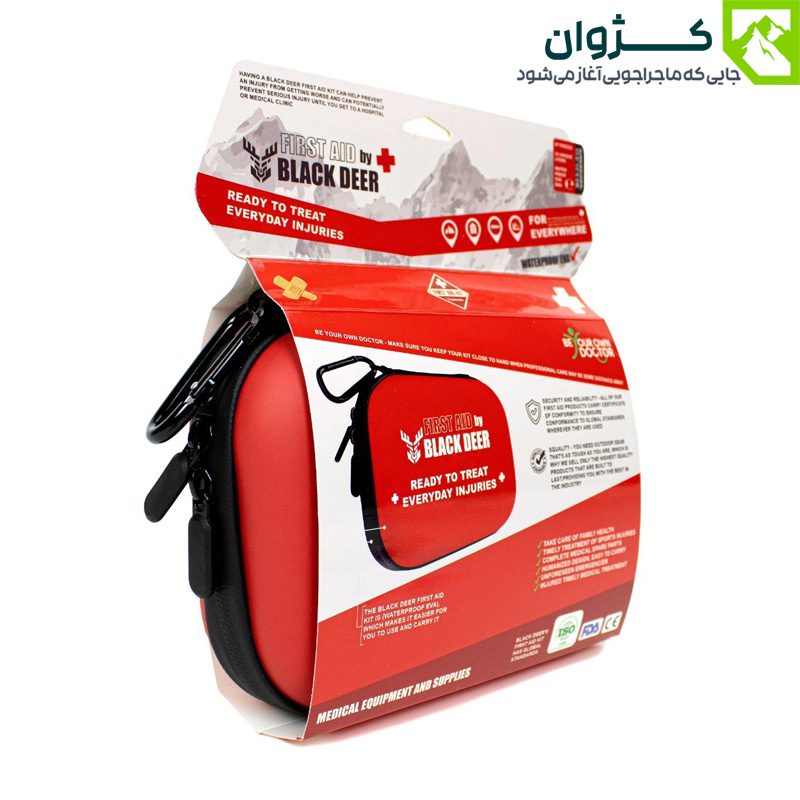 نمای بغل از جعبه کمک‌های اولیه بلک دیر همراه بسته‌بندی