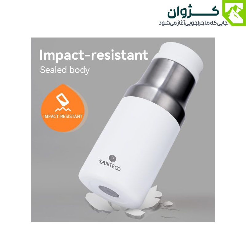 فلاسک سفید SANTECO مدل MOLLE با بدنه مقاوم استیل ضدزنگ