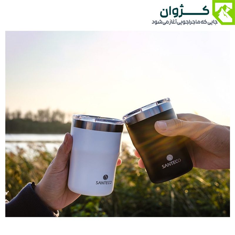 لیوان‌های SANTECO در دست کاربران در طبیعت، نمایش لحظه‌ای دوستانه