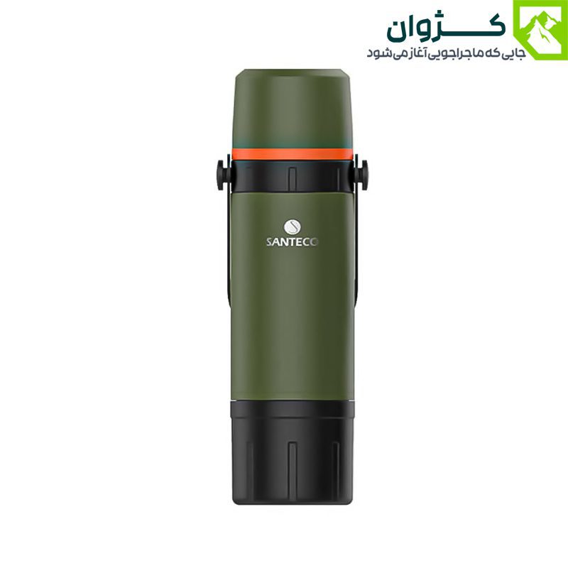 فلاسک سبز سانتکو مدل KAFE ایستاده از نمای روبه‌رو