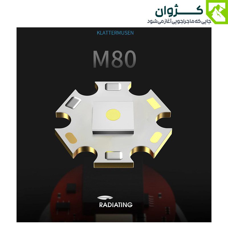 نمای نزدیک از LEDهای قدرتمند M80 در چراغ قوه SMILING SHARK