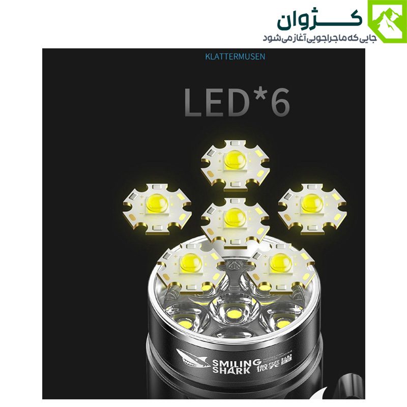 نمایش شش عدد LED چراغ قوه SMILING SHARK کد W5184-1