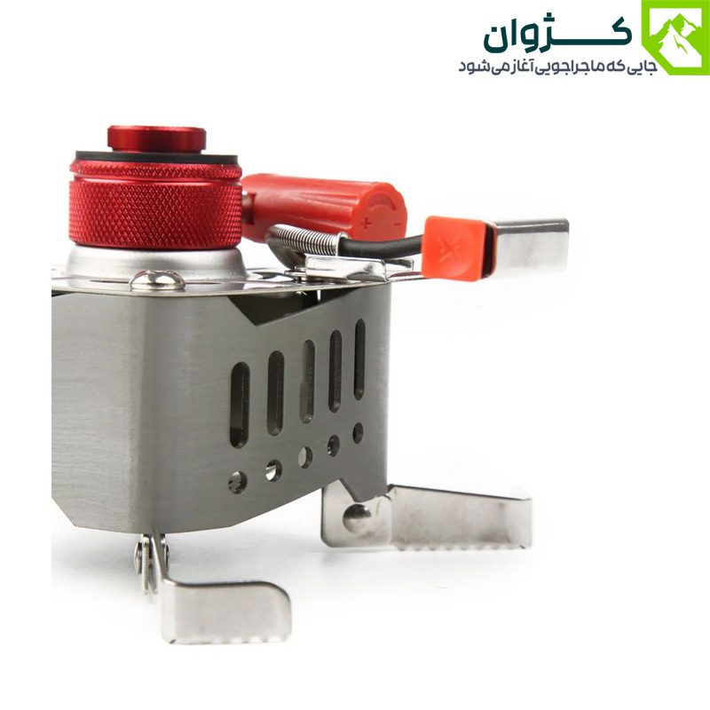 نمای بغل سرشعله SN20-E4 از زاویه برعکس با فندک و پیچ تنظیم