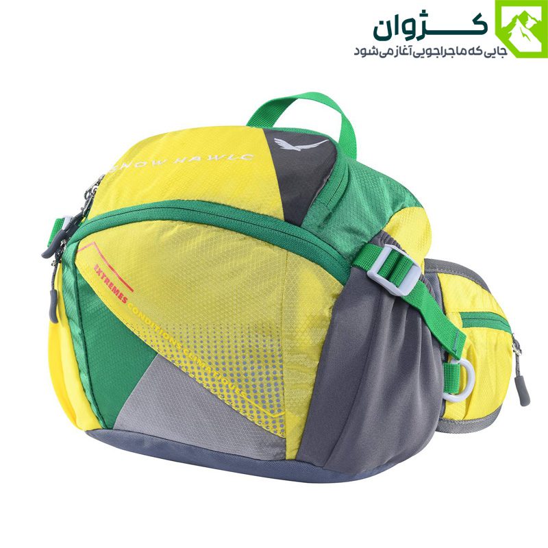 کیف کمری اسنوهاک SN-B3115 رنگ زرد، نمای مورب با زمینه سفید، طراحی مقاوم