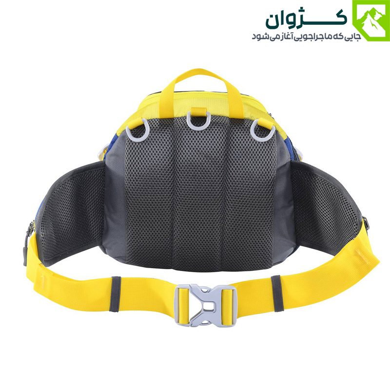 کیف کمری اسنوهاک SN-B3115 رنگ آبی، نمای پشت با بند کمربندی و جزئیات فنی