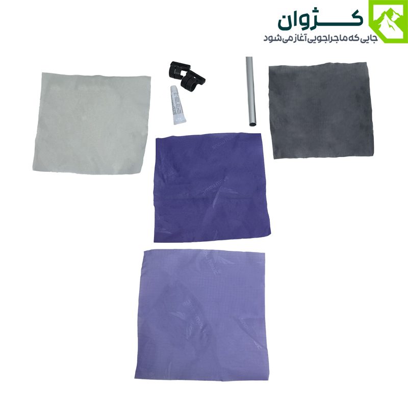 لوازم یدکی چادر دو نفره گتردار اسنوهاک مدل Discovery Plus شامل تکه پارچه رویه و زیره، چسب تعمیر و کلیپس یدکی