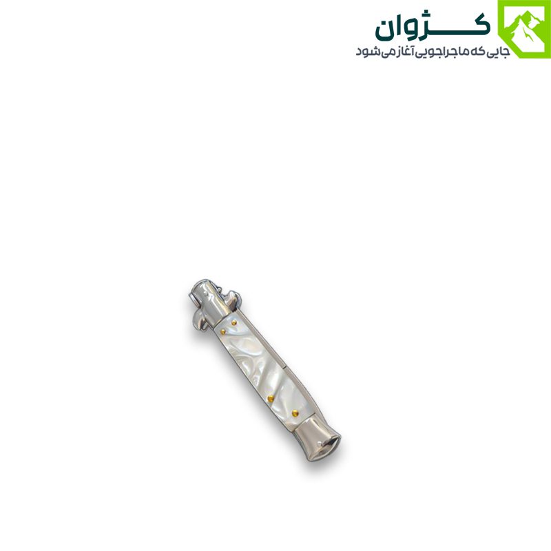 چاقوی گادفادر AKC-2 با رنگ مرمری خاص در حالت نیمه‌باز، ترکیب زیبایی و عملکرد برای ماجراجویان