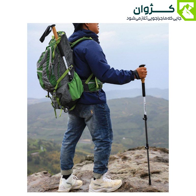 باتوم کوهنوردی EXPONENT مدل ABD-3-8512 با درپوش سر سخمه و گل‌برف، مناسب مسیرهای سخت و برفی
