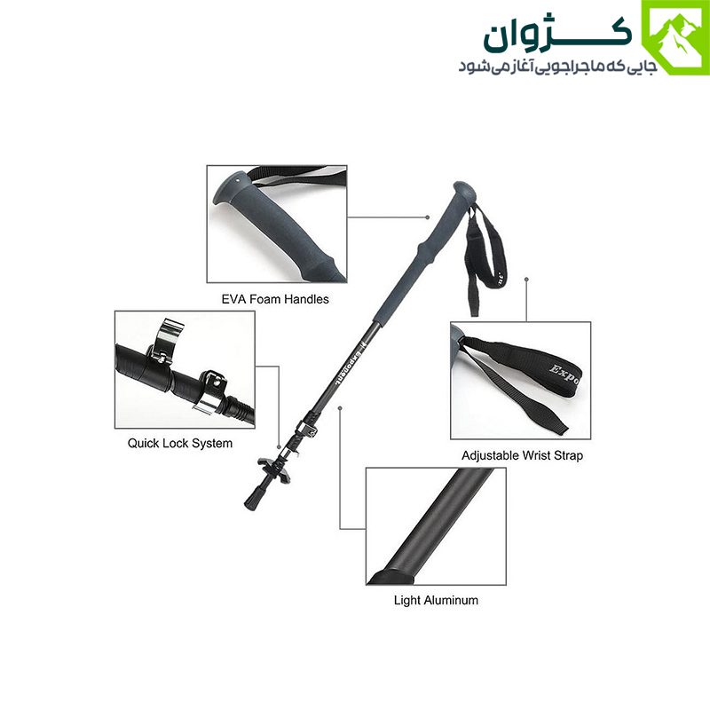 باتوم حرفه‌ای EXPONENT ABD-3-8512 با قفل کلیپسی و پیچ تنظیم سفتی، طراحی شده برای پایداری بیشتر در طبیعت