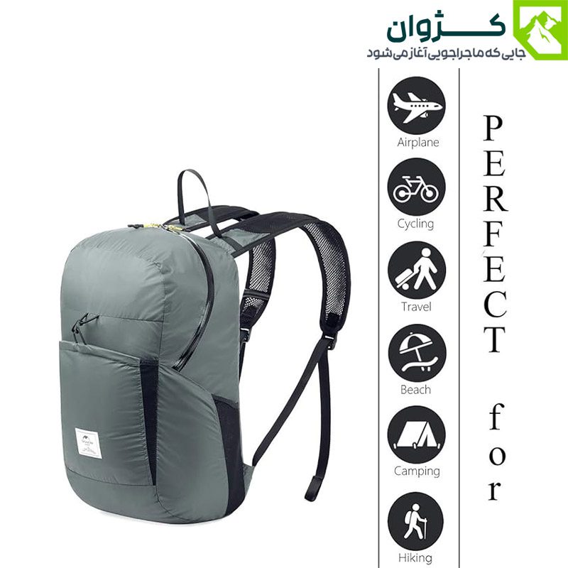 کوله کوهنوردی نیچرهایک مدل NH17A017-B رنگ طوسی، همراهی مطمئن برای طبیعت‌گردی با بندهای قابل تنظیم و ظرفیت مناسب