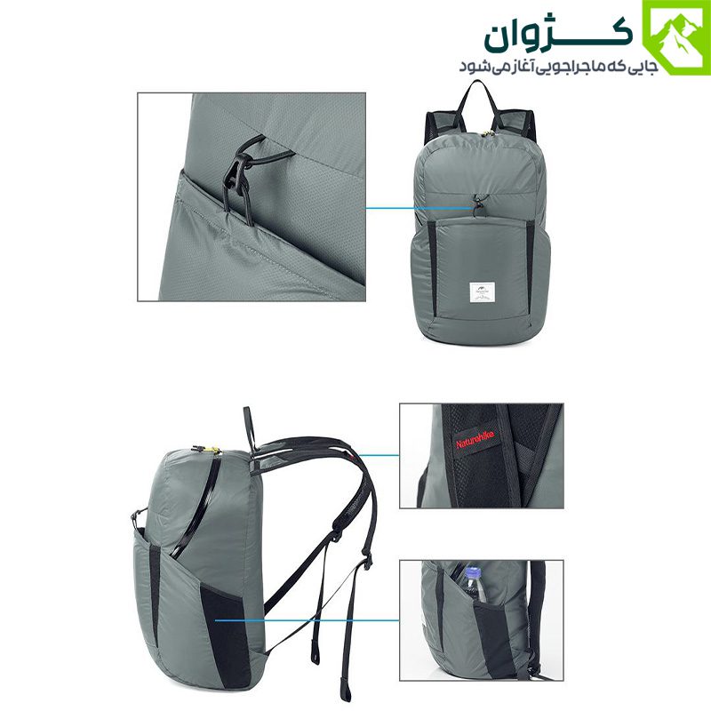 کوله سبک و مقاوم نیچرهایک NH17A017-B با بندهای قابل تنظیم و پشتی توری تنفسی، طراحی شده برای راحتی در حرکت