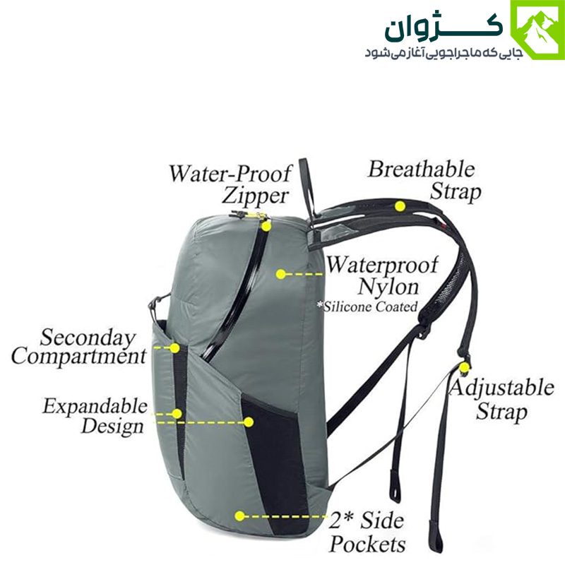 کوله کوهنوردی نیچرهایک مدل NH17A017-B رنگ طوسی، همراهی مطمئن برای طبیعت‌گردی با بندهای قابل تنظیم و ظرفیت مناسب