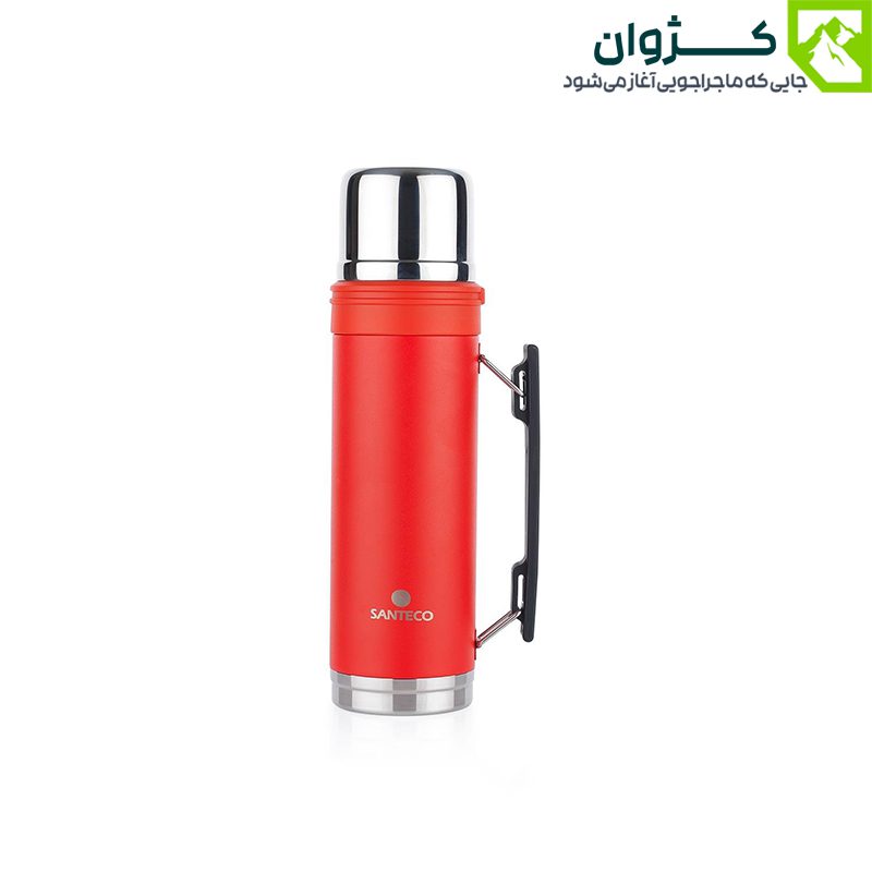 فلاسک اسپن قرمز با درب بسته در حالت ایستاده