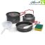 ست کامل ظروف کمپینگ دو نفره اسنوهاک SN-T112 شامل کتری، قابلمه و ماهیتابه، چیده‌شده کنار هم در فضای طبیعت