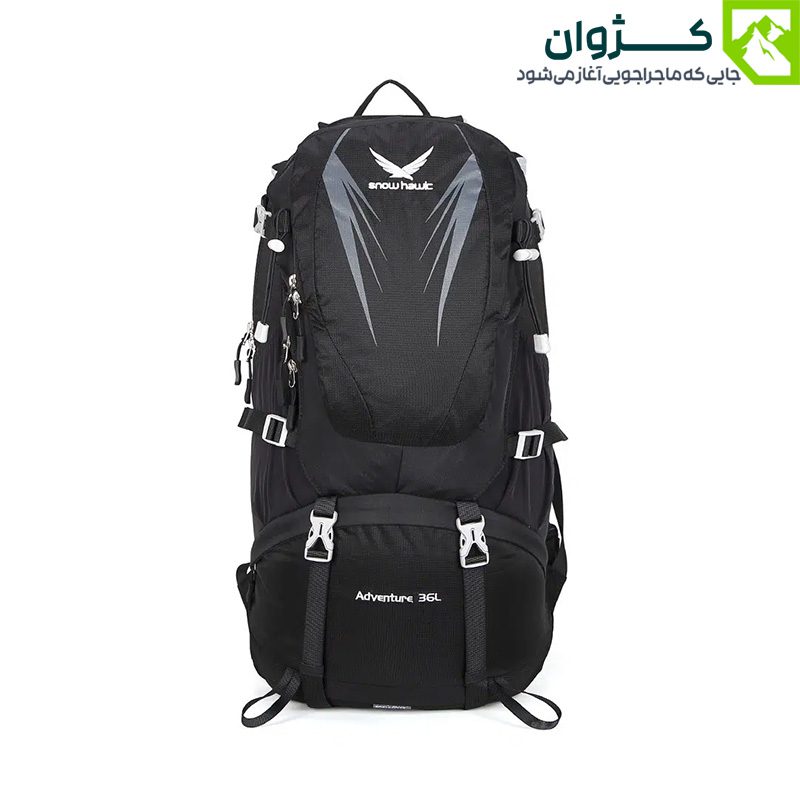 کوله‌پشتی ۳۶ لیتری اسنوهاک SN-B3125 رنگ زرد با نگهدارنده داخلی کیسه آب و خروجی شلنگ، مناسب برای کوهنوردی یک‌روزه و طبیعت‌گردی سبک