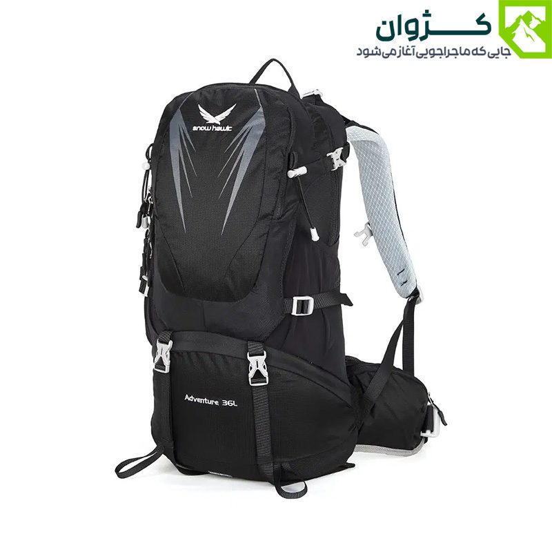 کوله‌پشتی ۳۶ لیتری اسنوهاک SN-B3125 رنگ زرد با نگهدارنده داخلی کیسه آب و خروجی شلنگ، مناسب برای کوهنوردی یک‌روزه و طبیعت‌گردی سبک