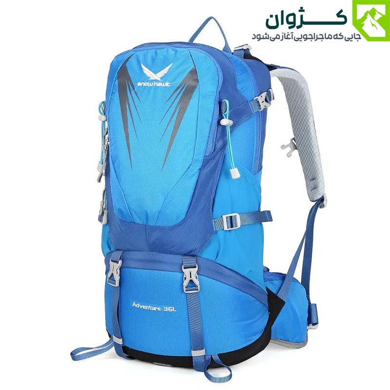 کوله‌پشتی ۳۶ لیتری اسنوهاک SN-B3125 رنگ زرد با نگهدارنده داخلی کیسه آب و خروجی شلنگ، مناسب برای کوهنوردی یک‌روزه و طبیعت‌گردی سبک