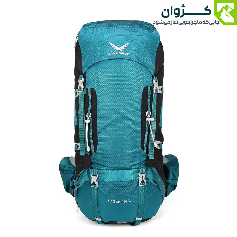 کوله‌پشتی اسنوهاک مدل K2 STAR سبز زیتونی – نمای روبه‌رو، مناسب برای سفرهای یک‌روزه و چندروزه
