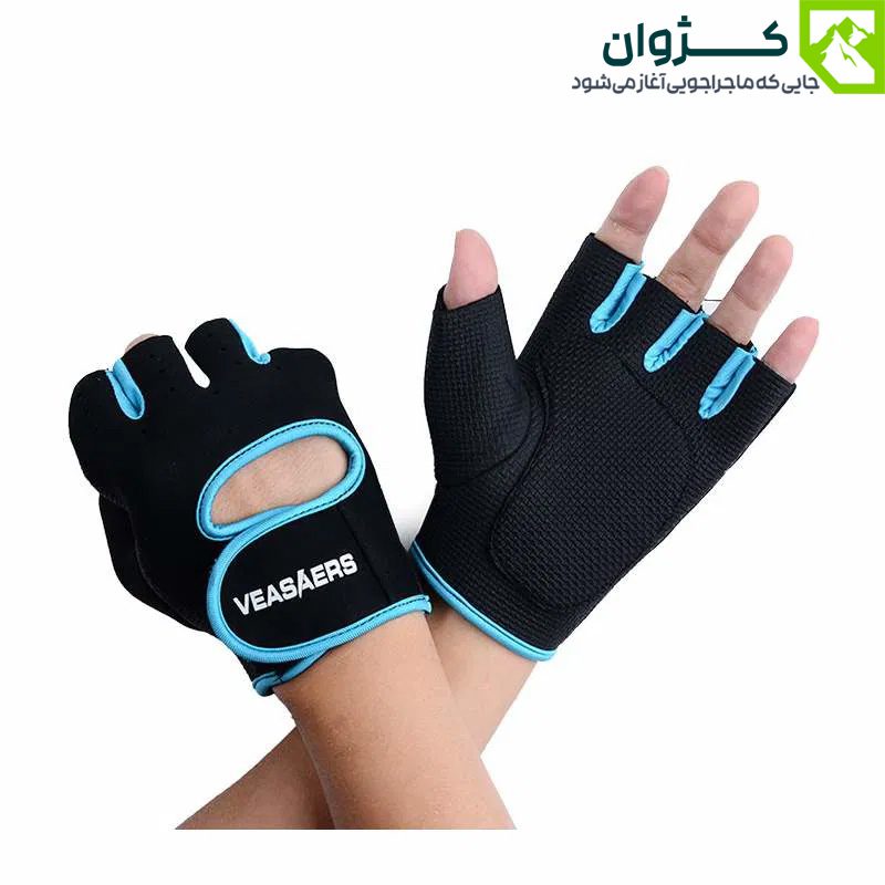 عکس دستکش نیم‌پنجه اسپرت VEASAERS مدل 1101 با بند قابل تنظیم و کف تقویت‌شده