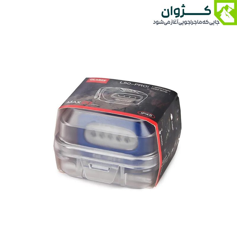 هدلامپ ضدآب گلاری مدل L50-PRO با بند قابل تنظیم و باتری قابل شارژ