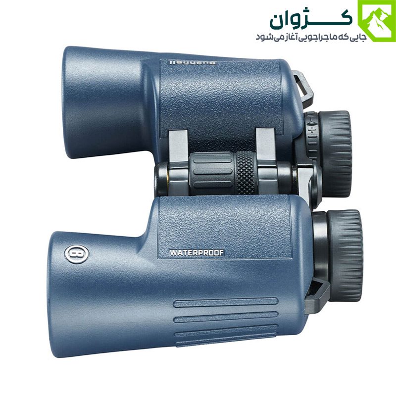 نمای جانبی از دوربین Bushnell H2O در حالت خوابیده، نمایش بدنه آلومینیومی و چشمی Twist-Up