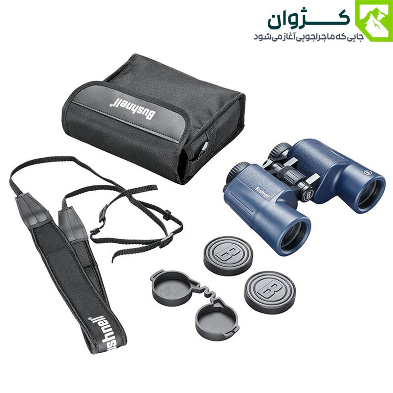 دوربین Bushnell H2O به همراه کیف برزنتی بنددار، بند گردنی، دستمال لنز و دفترچه راهنما