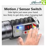 چراغ قوه شارژی SMILING SHARK DY-3002 با نمایشگر شارژ، پنل COB و نورهای چندگانه برای استفاده تخصصی در شب و فضای باز