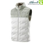 پافر مردانه کاراکال مدل CA-C3109A با ترکیب رنگ سفید و طوسی، نمای مورب از جلو، طراحی ضد باد و پارچه مقاوم در برابر سایش.