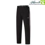 شلوار وینداستاپر مردانه کاراکال مدل CA-C3105A به رنگ مشکی، نمای جلو با زاویه مورب، دارای کمربند و دو جیب زیپ‌دار.