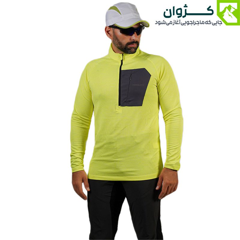 نیم‌ تنه جلویی مدل مردانه با بلوز سبز فسفری هیمالیا از رو به‌رو