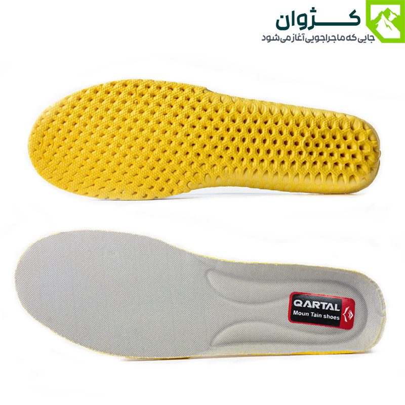 کفی کفش قارتال – نمای زاویه‌دار، ترکیب راحتی و دوام برای کوهنوردی حرفه‌ای