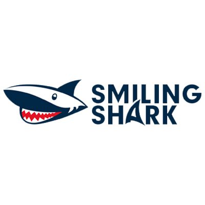 لوگوی برند SMILING SHARK با طراحی نمادین کوسه خندان