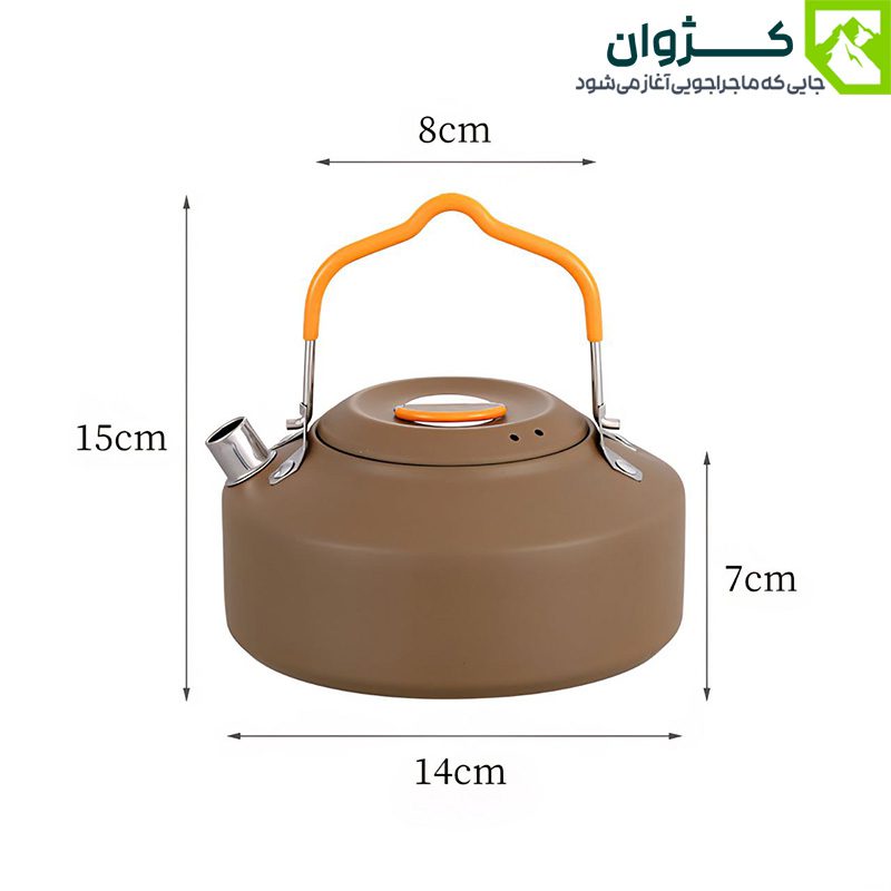 ابعاد دقیق کتری کمپینگ ۱ لیتری BLACK DEER مدل K02 با طراحی مقاوم و دسته سیلیکونی ضد گرما