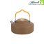 کتری کمپینگ ۱ لیتری مدل K02 رنگ خاکی با دسته سیلیکونی ضد گرما، مناسب برای سفرهای طبیعت‌گردی