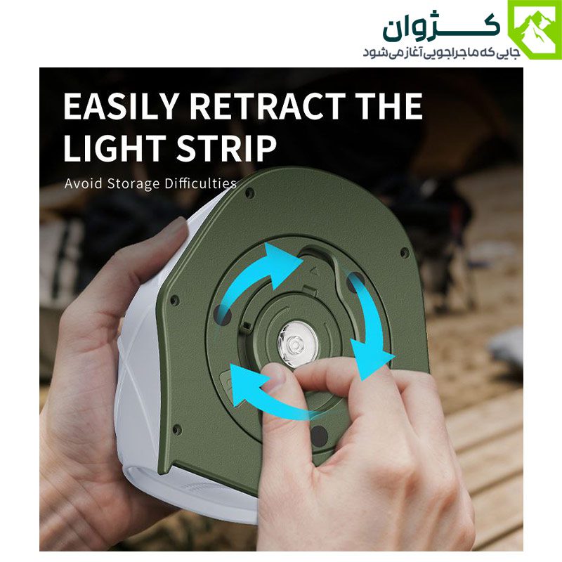 چراغ ریسه‌ای شارژی مدل KXK-505 با نورهای رنگی و کابل ۱۵ متری، مناسب کمپینگ، کوهنوردی و سفرهای ماجراجویانه
