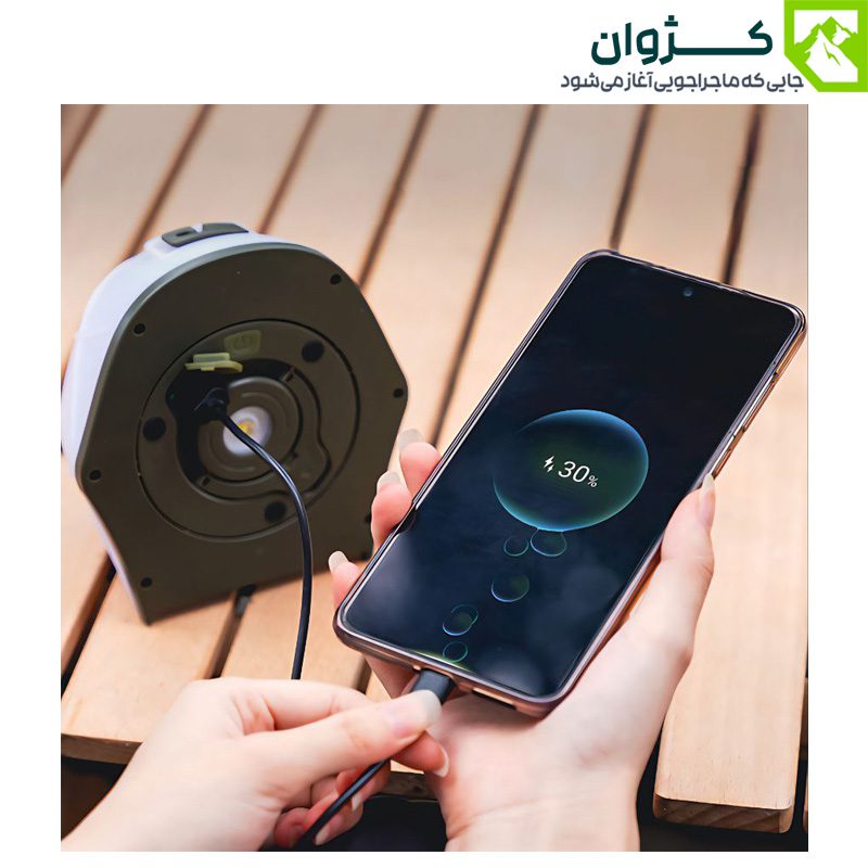 چراغ چادر ریسه‌ای شارژی KXK-505 با طول ۱۵ متر، مناسب روشنایی کمپینگ و سفرهای طبیعت‌گردی