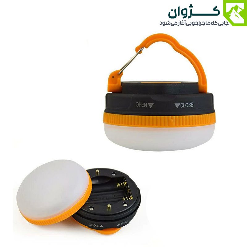 ترکیب دو تصویر از چراغ YD-2 و جایگاه باتری‌های نیم‌قلمی AAA