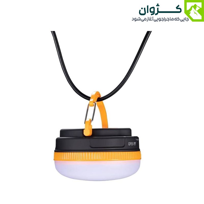 چراغ YD-2 آویزان شده از سیم یا طناب ضخیم، نمای نزدیک از قسمت آویز