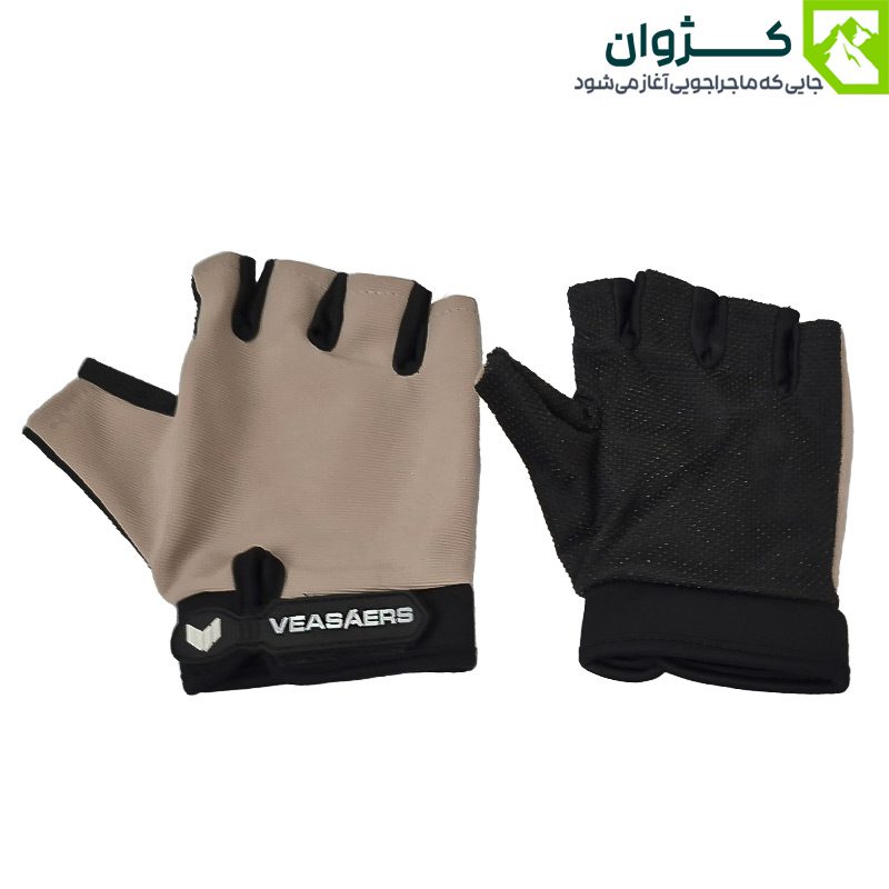 دستکش نیم‌پنجه VEASAERS مدل 1102 رنگ قرمز، مناسب طبیعت‌گردی و کوهنوردی با طراحی مقاوم و تهویه‌دار