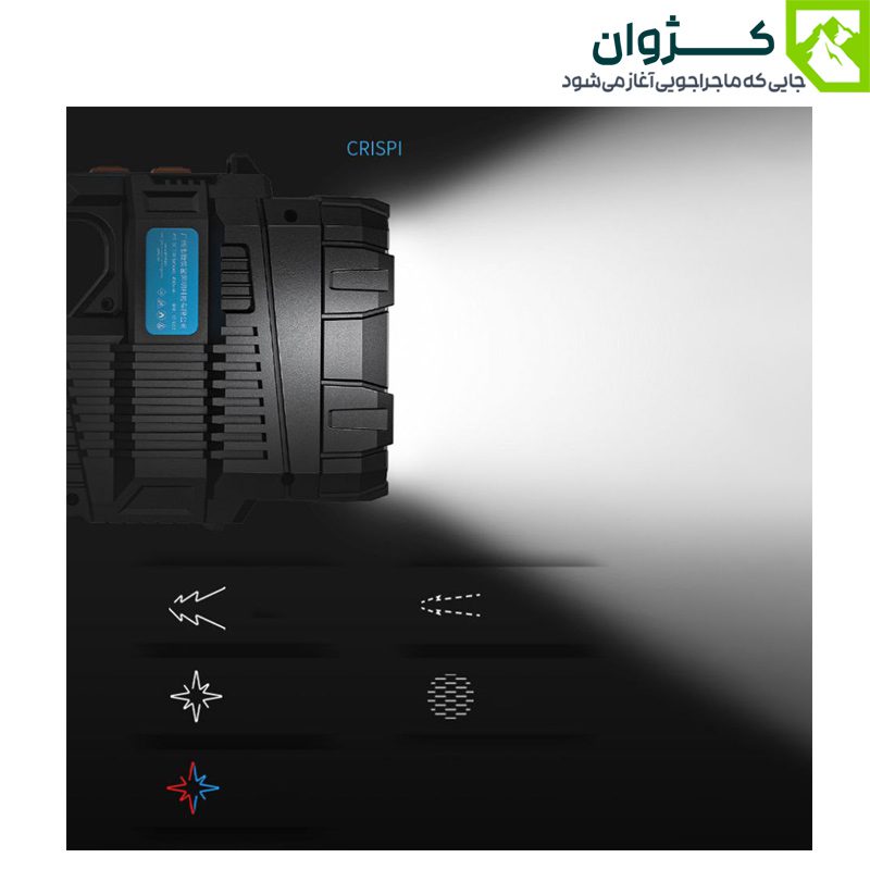 چراغ قوه اسمایلینگ شارک W5168-2 با شش حالت نوردهی مختلف، شامل چشمک‌زن، پالسی و نور متمرکز