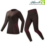 بیس لایر زنانه اسنوهاک مدل SN-C2146 با طراحی جذب، رنگ قهوه‌ای با جزئیات قرمز، مناسب فعالیت‌های ورزشی و فضای باز